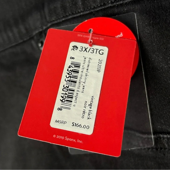 Spanx  Black Distressed Pull On Jeans 3X - Picture 6 of 6